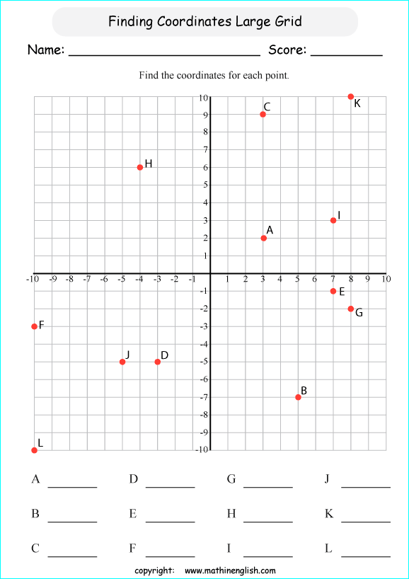 grade maths download free 1 for worksheets large Find grid coordinates the a math points on of