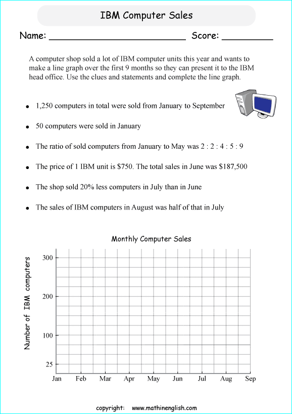 worksheets with line graphs for primary math students