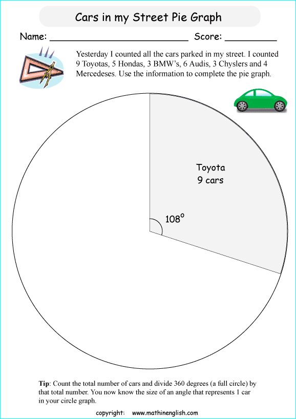 worksheets with pie and circle graphs for primary math students