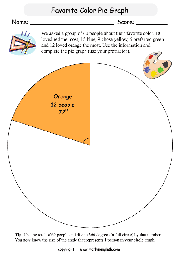 worksheets with pie and circle graphs for primary math students