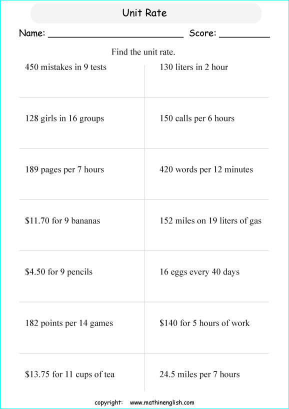 Unit rates. Unit rate. Calculation for Grade 1. Rates in Math. Grade 8 proportions and percentages Worksheet.