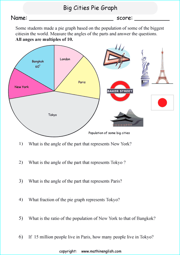 worksheets with pie and circle graphs for primary math students