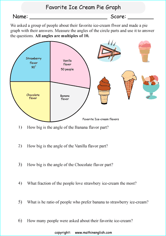 worksheets with pie and circle graphs for primary math students