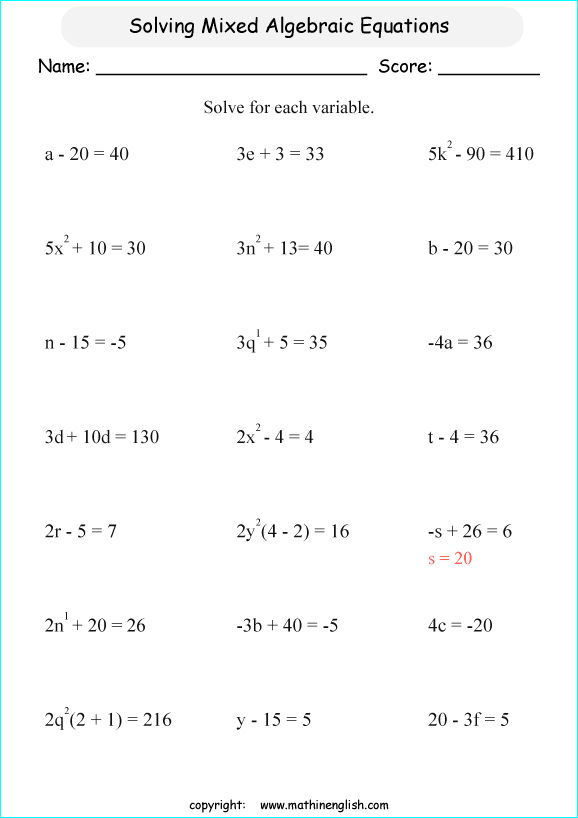 evaluating-algebraic-expressions-worksheet