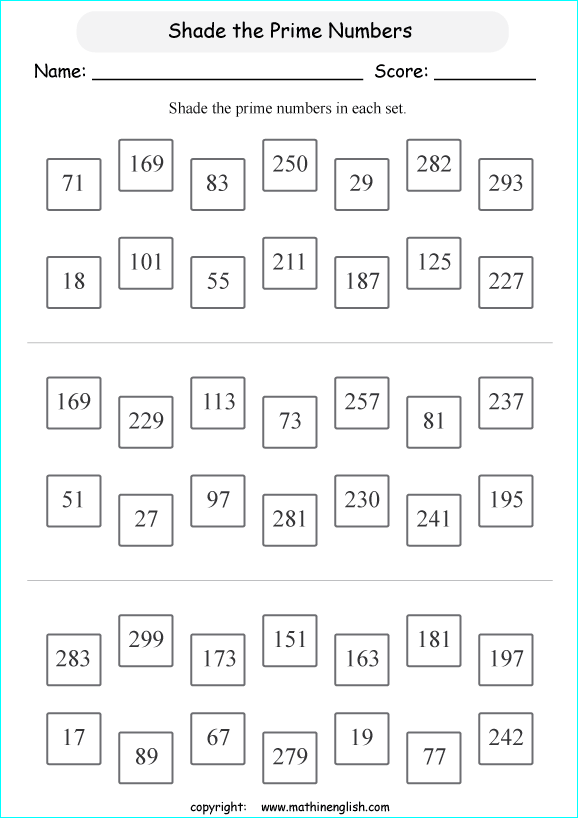 Printable primary math worksheet for math grades 1 to 6 based on the