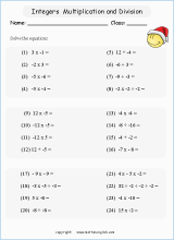 Operation with integers worksheet