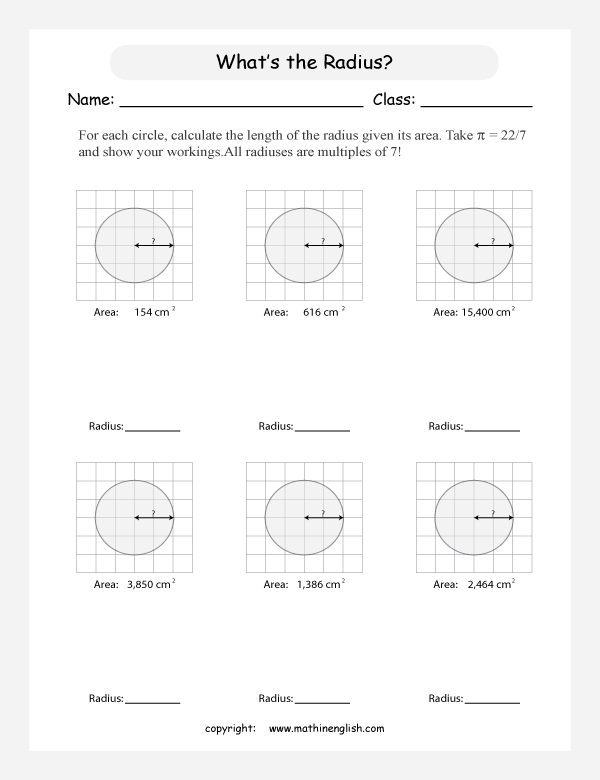 circle properties worksheets for primary math  