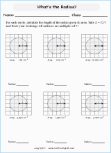 circle properties worksheets for primary math  