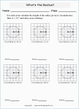 circle properties worksheets for primary math  