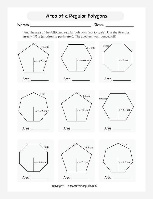 area and perimeter of polygons worksheets for primary math  