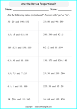 calculating proportions math worksheets for grade 1 to 6 