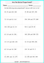 calculating proportions math worksheets for grade 1 to 6 