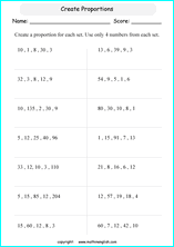 calculating proportions math worksheets for grade 1 to 6 