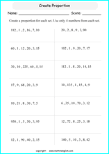 calculating proportions math worksheets for grade 1 to 6 