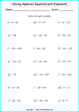 solving algebraic expressions worksheets for primary math