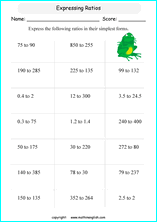 finding ratios math worksheets for grade 1 to 6 