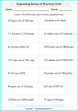 finding ratios math worksheets for grade 1 to 6 