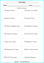 unit rates proportions math worksheets for grade 1 to 6 