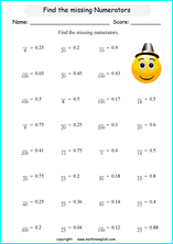 decimal into fractions worksheets for grade 1 to 6 