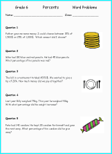 caculate percentage rounding off math worksheets for grade 1 to 6 