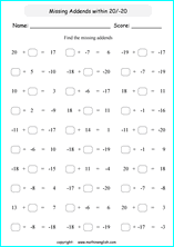 addition subtraction of integers worksheets for primary math