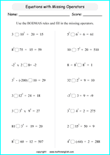 math order of operations worksheets using the bodmas and pemdas rules