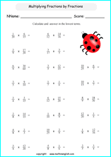 printable multiplying fractions worksheets for kids in primary and elementary math class 