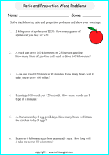 calculating proportions math worksheets for grade 1 to 6 