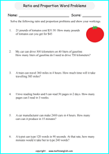 calculating proportions math worksheets for grade 1 to 6 