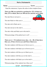 finding ratios math worksheets for grade 1 to 6 