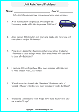 unit rates proportions math worksheets for grade 1 to 6 