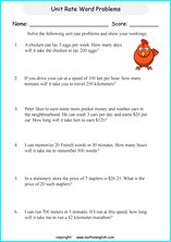 unit rates proportions math worksheets for grade 1 to 6 