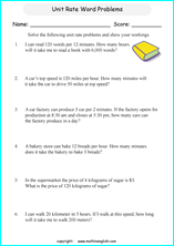 unit rates proportions math worksheets for grade 1 to 6 