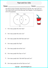 printable venn diagram worksheets for grade 6 or 7 math students