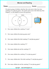 venn diagram worksheets for primary math students