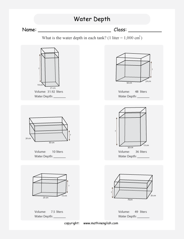 volume capacity geometry math worksheets for primary math class 